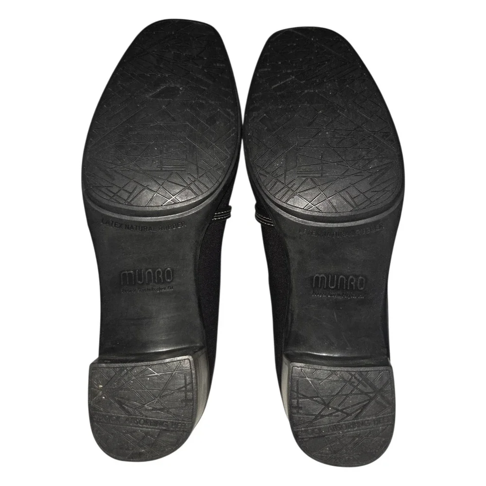 Munro Cindi II Black Fabric Buckle Block Heel Loafers M311588 Womens 8M
